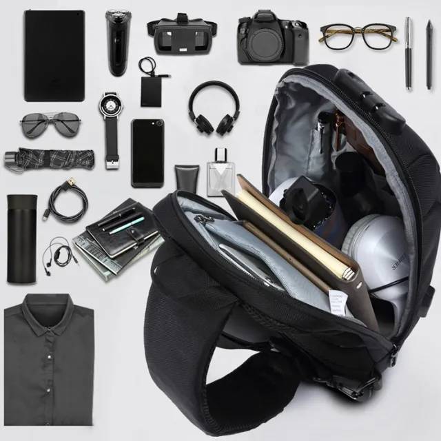 Ozuko 9223 Anti-Theft USB Crossbody Bag with External Charging Port