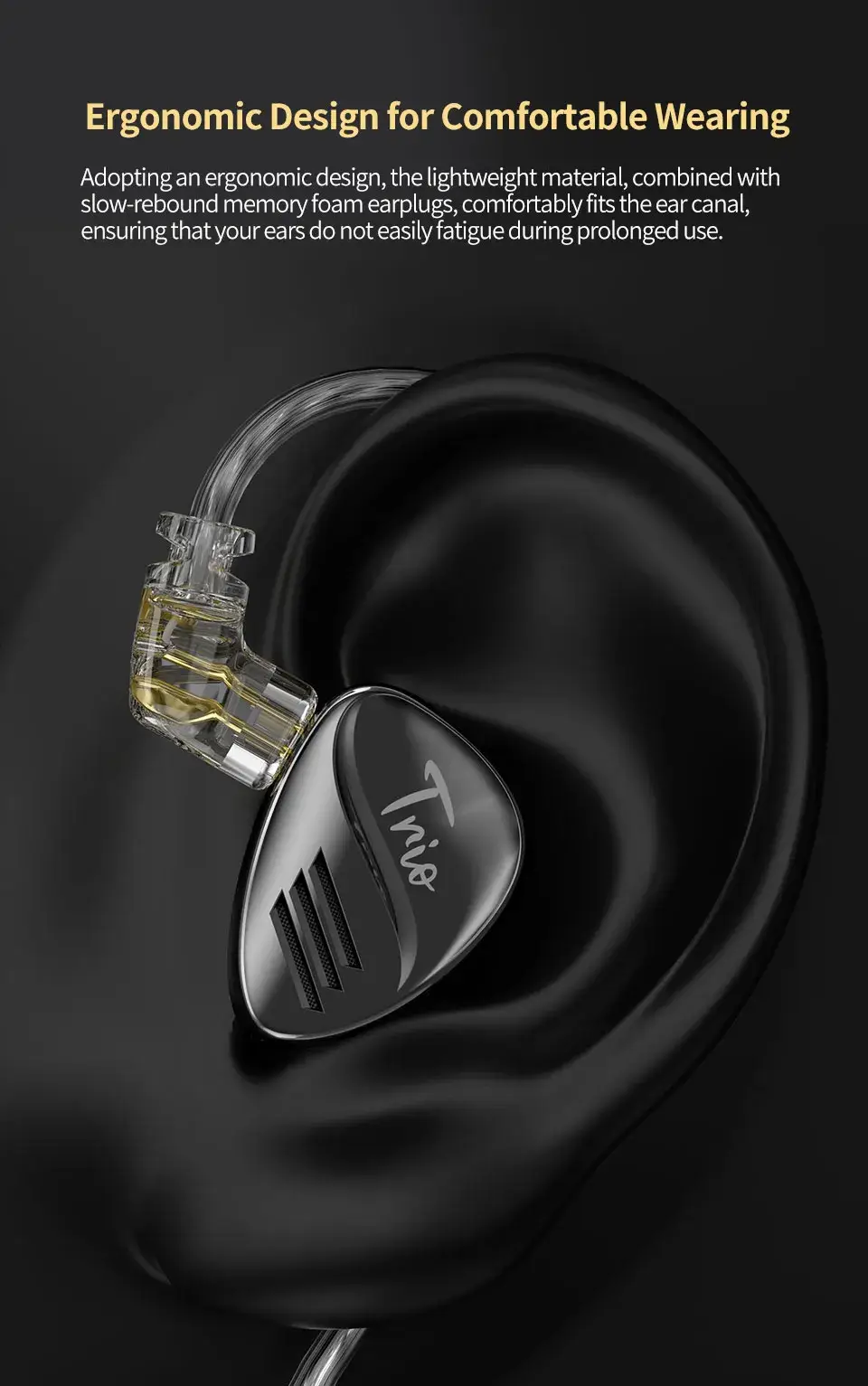 CCA Trio Triple 8mm Dynamic Driver In-Ear Monitor (IEM)