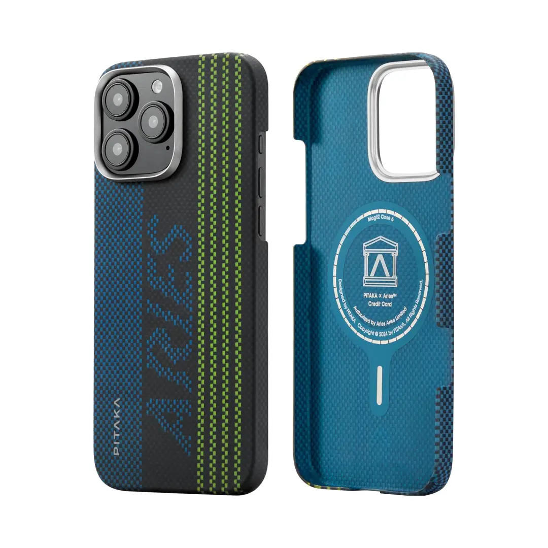 Pitaka Aries Tactile Woven Case for iPhone 16 Pro Credit Card