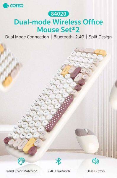 Coteci 84023 Dual-Mode Wireless Keyboard and Mouse Set
