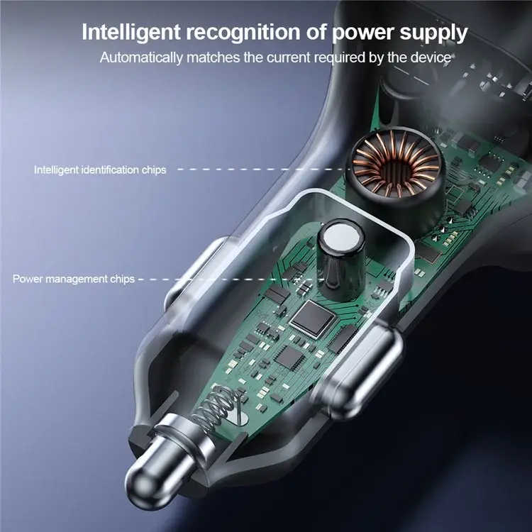 XUNDD XDCH-107 30W PD Fast Car Charger with Rear Seat Charging Ports & RGB Ambient Light