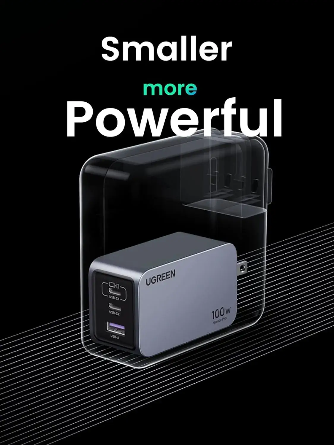 UGREEN Nexode Pro 100W GaN Charger with 3 Ports PPS & USB C Cable X757  Ultra Fast Charging