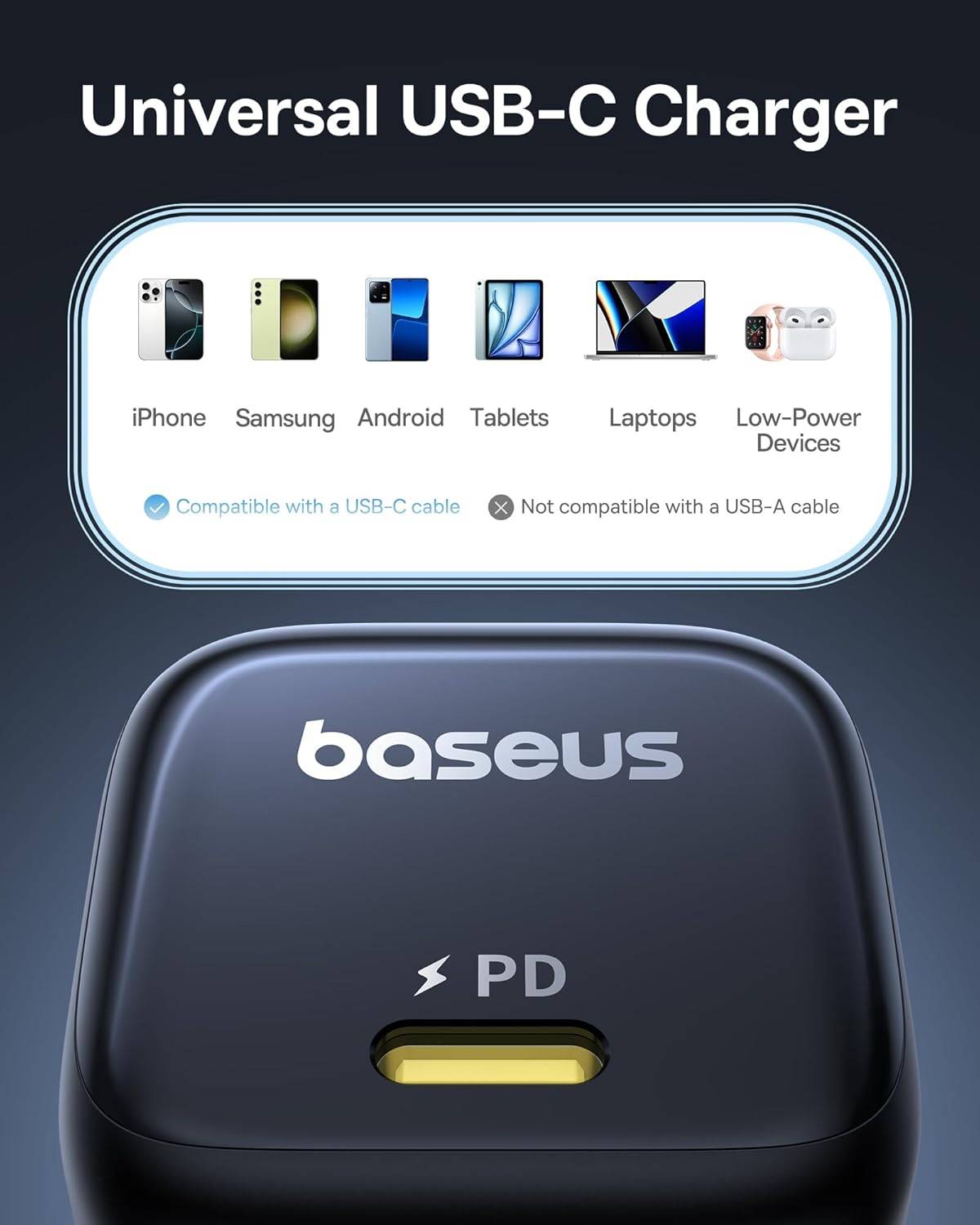 Baseus GaN6 45W PD Fast Charging Adapter USB-C Power Delivery Charger