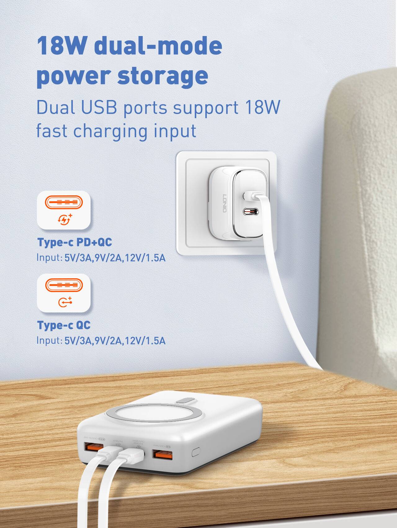 LDNIO PQ18 20,000mAh Magnetic Wireless Power Bank