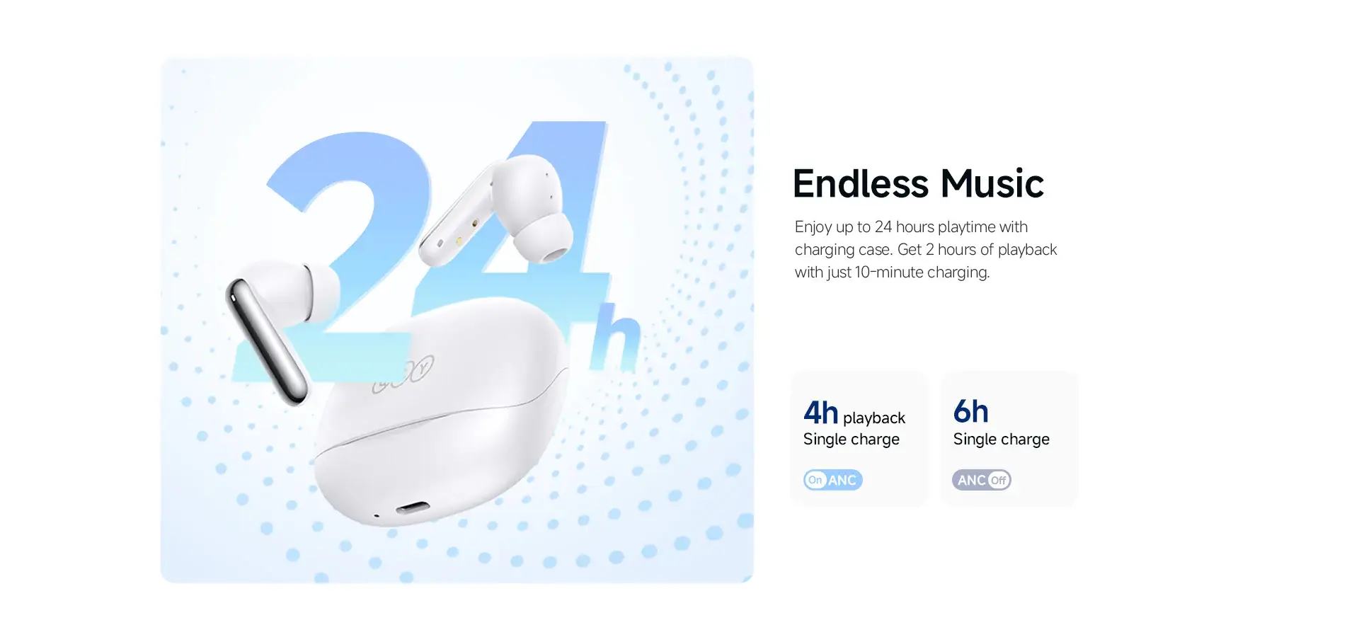 QCY N50 MeloBuds 2 45dB Adaptive Noise-Canceling Wireless Earbuds