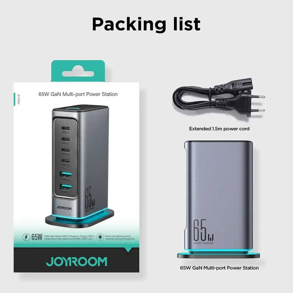 Joyroom JR-TCM02 65W 6-in-1 Multi-Port Fast Charger
