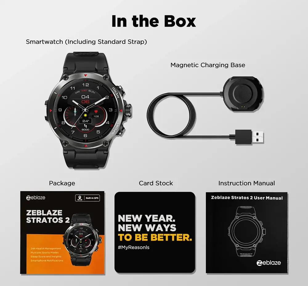 Zeblaze Stratos 2 GPS Smartwatch with AMOLED Display
