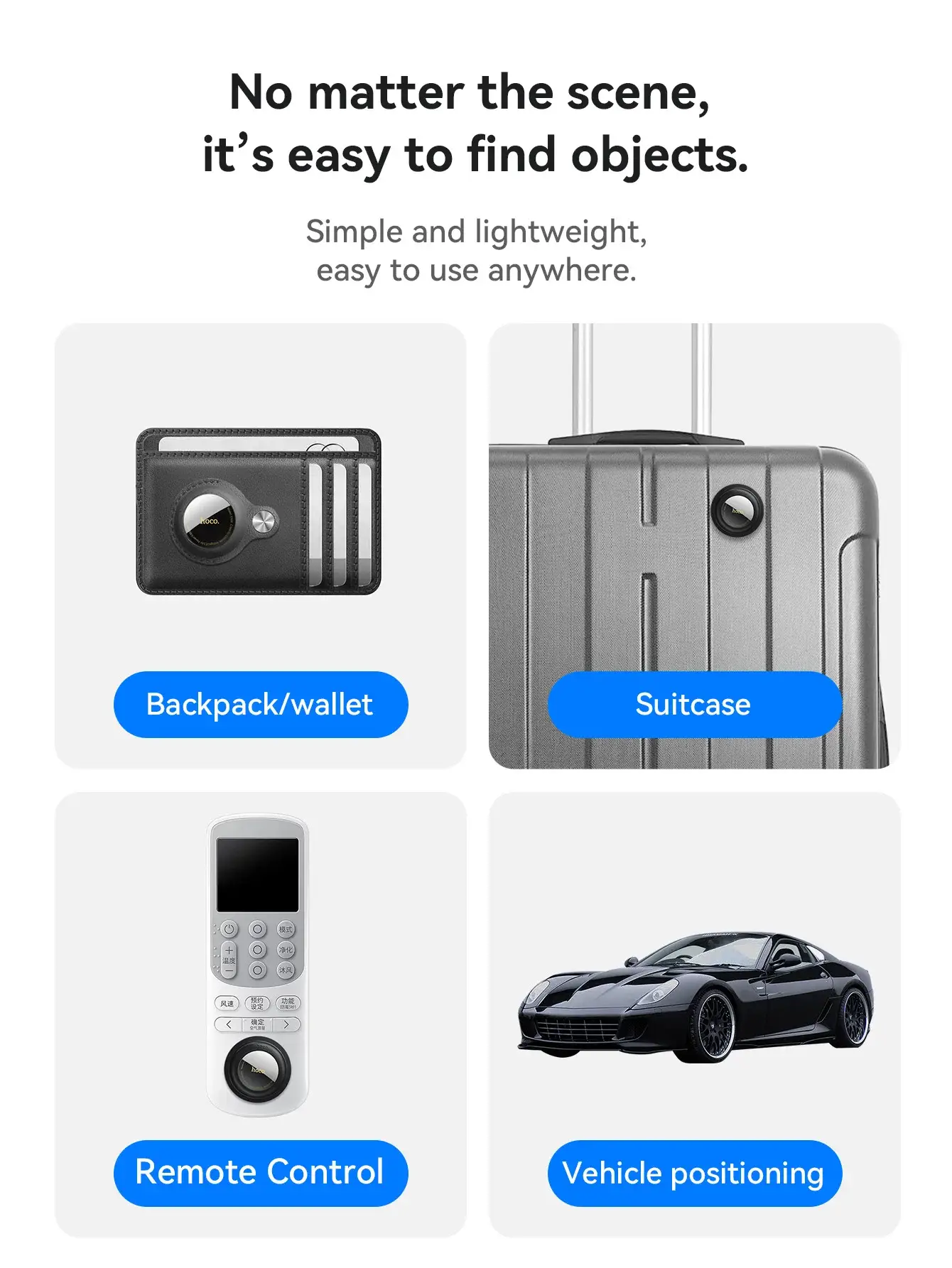 HOCO E91B AirTag Tracker with Adhesive Case Anti-Lost GPS Finder for Bags & Luggage