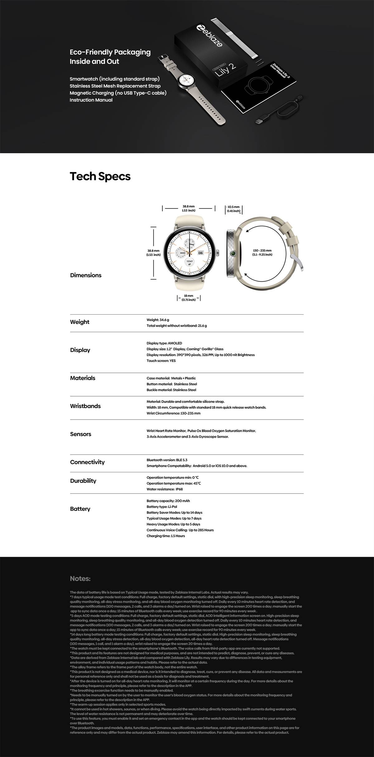 Zeblaze Lily 2 AMOLED Smartwatch with Bluetooth Calling