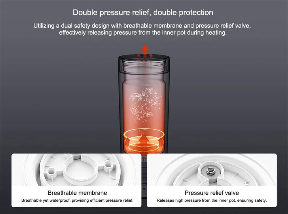 Xiaomi Mijia Portable Electric Heating Cup 2 Smart Stainless Steel Travel Kettle & Thermos 350ml