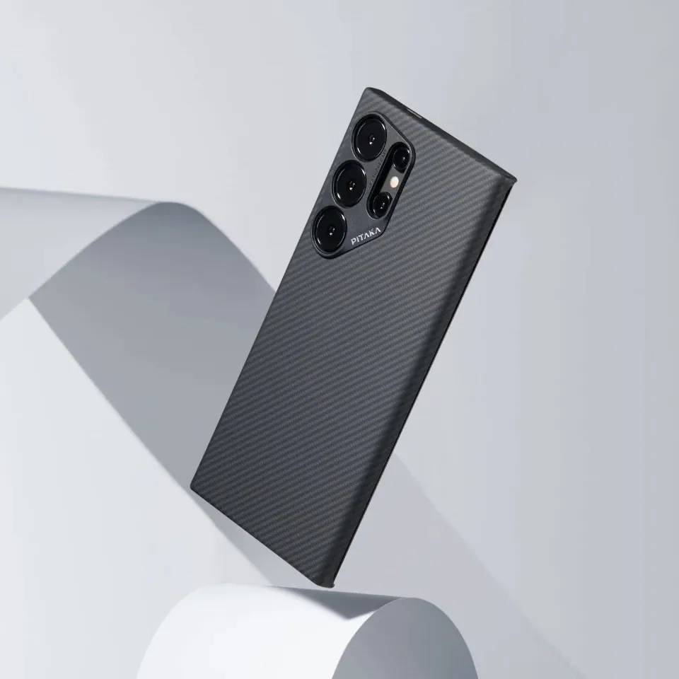 Pitaka MagEZ Case 4 Case-Less Thin Case for Galaxy S24 Ultra -Black/Grey (Twill)