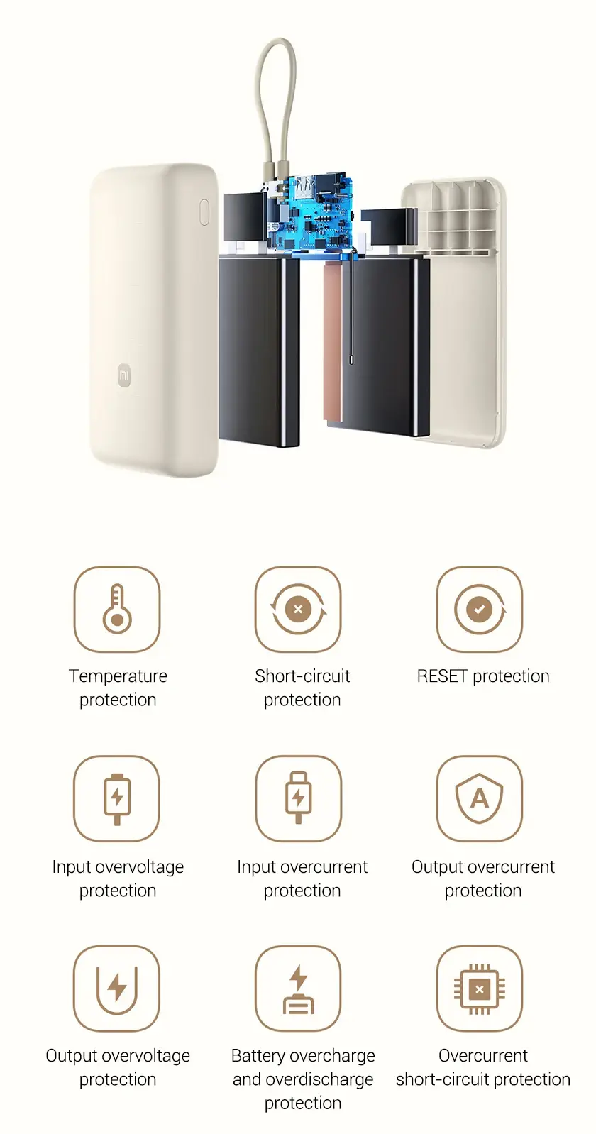 Xiaomi 33W 20000mAh Power Bank with Integrated Charging Cable
