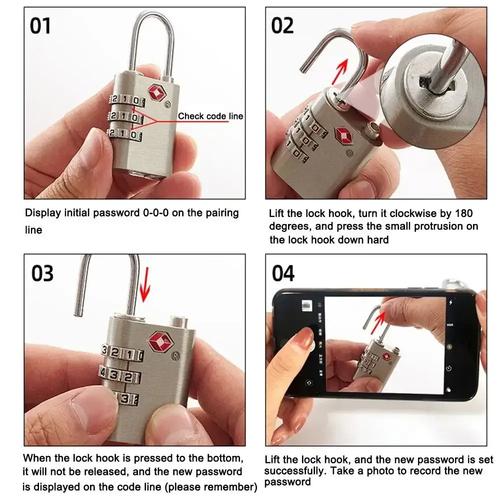 COTESI TR-001 Zinc Alloy TSA 3-Digit Combination Lock for Luggage
