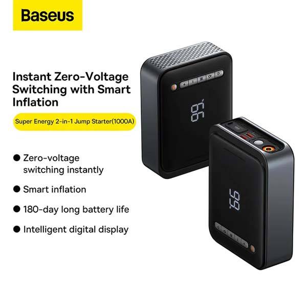 Baseus 2-In-1 Car Jump Starter with Power Bank and Air Compressor Inflator Pump (1000A)