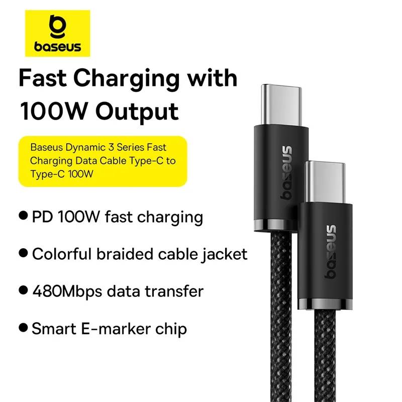 Baseus Dynamic 3 Series 100W Fast Charging Cable USB-C to USB-C 2m Baseus Dynamic 3 Series 100W Fast Charging Cable USB-C to USB-C 2m