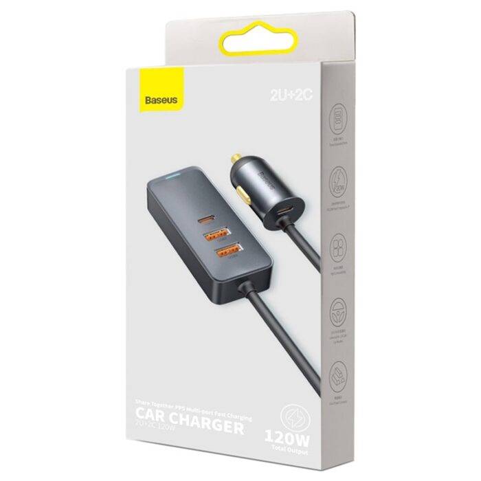 Baseus Share Together PPS Multi-port Fast Car Charger with Extension Cord Baseus Share Together PPS Multi-port Fast Car Charger with Extension Cord