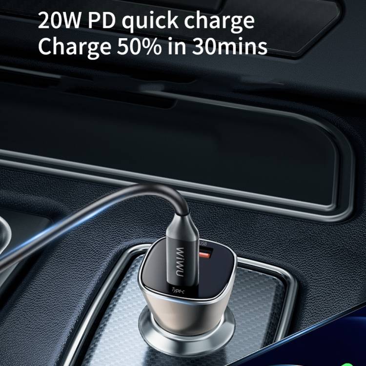 WiWU 40W Dual Type-C Quick Mobile Phone Car Charger WiWU 40W Dual Type-C Quick Mobile Phone Car Charger