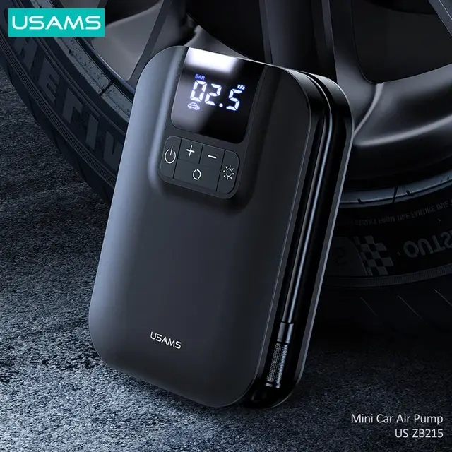 USAMS US-ZB215 Mini Digital Electric Tyre Tire Inflator Compact 5000mAh Auto Air Inflatable Pump for Car and Bicycle