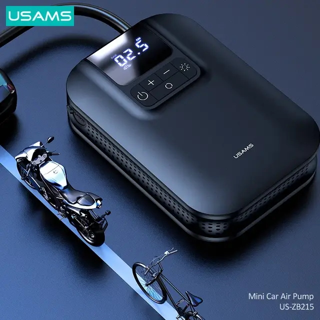 USAMS US-ZB215 Mini Digital Electric Tyre Tire Inflator Compact 5000mAh Auto Air Inflatable Pump for Car and Bicycle