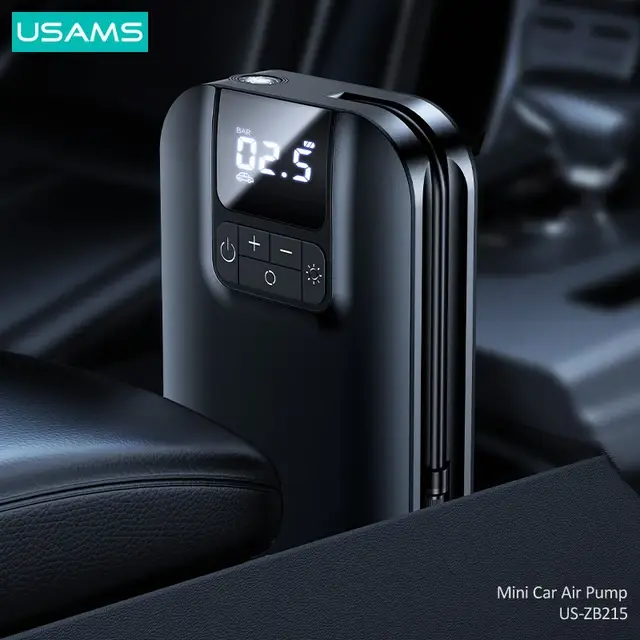 USAMS US-ZB215 Mini Digital Electric Tyre Tire Inflator Compact 5000mAh Auto Air Inflatable Pump for Car and Bicycle