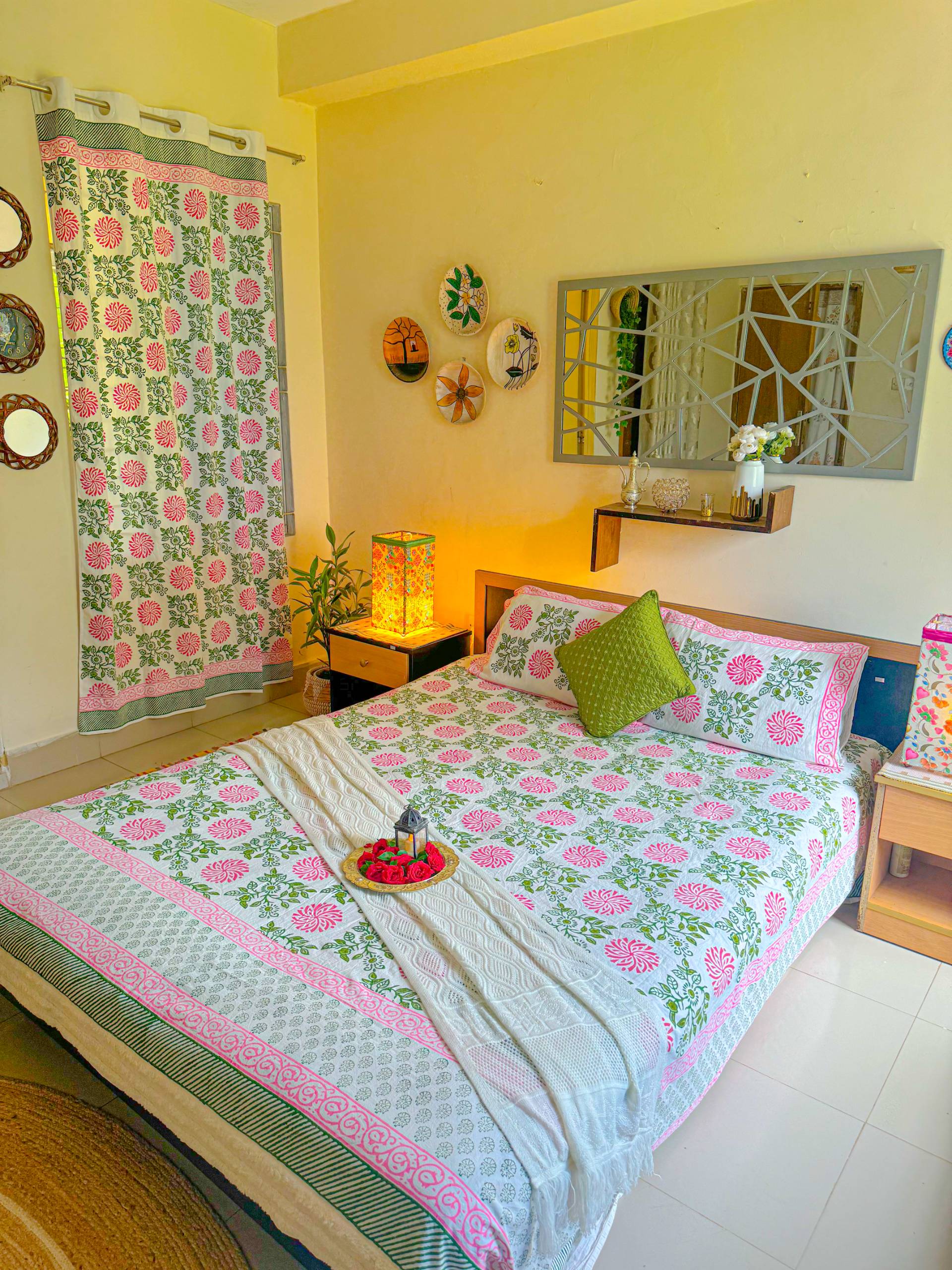 Luxury Hand Block Cotton Bed sheet.	