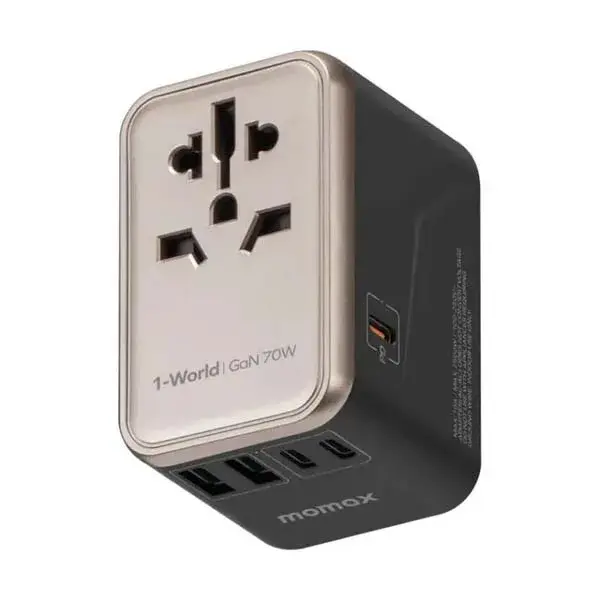 Momax 1 UA8A World Travel Charger 70W GaN 5 Ports  Power Up Laptops Phones & More