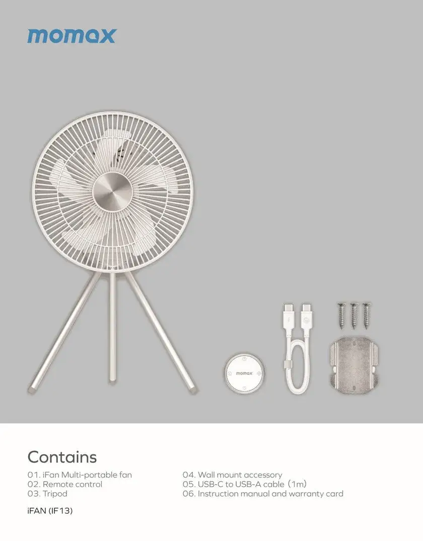 Momax iFAN Multi-Portable Fan 7inch(IF13)