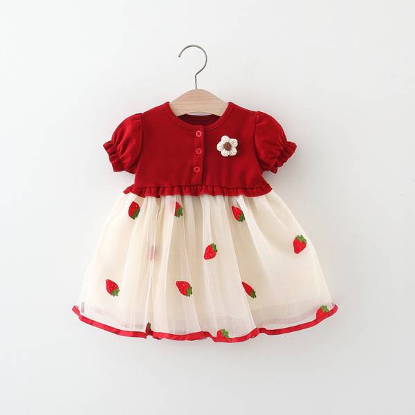 Strawberry Design Baby Girl Layered party Frock 