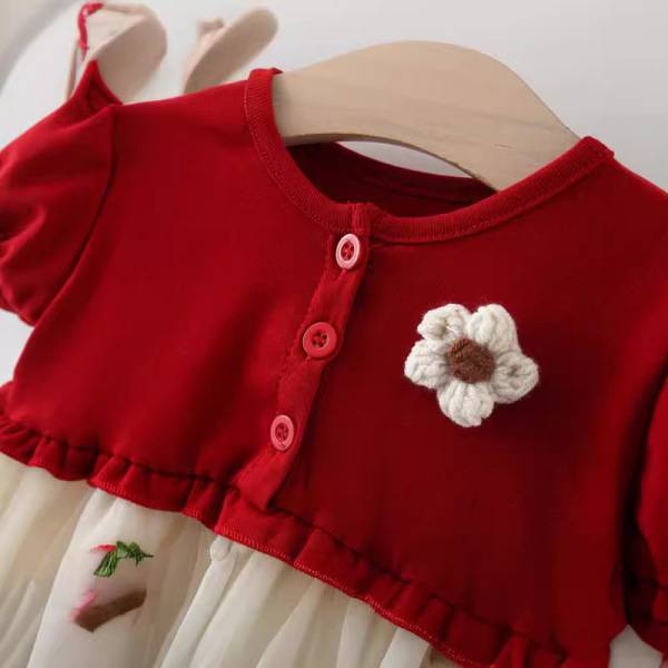 Strawberry Design Baby Girl Layered party Frock 