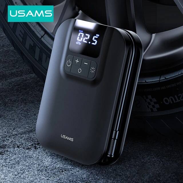 USAMS US-ZB215 Mini Digital Electric Tyre Tire Inflator Compact 5000mAh Auto Air Inflatable Pump for Car and Bicycle