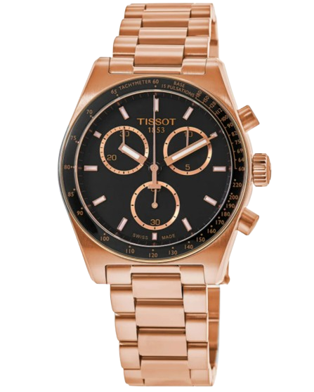 Tissot PR516 Rose Gold Black Dial Men's Chronograph Watch- T149.417.33.051.00