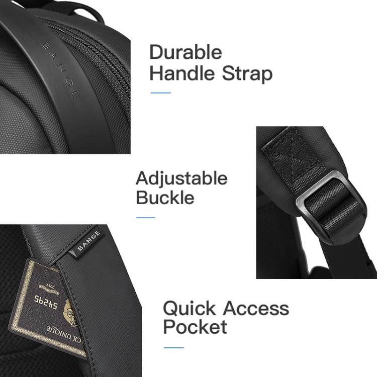 BANGE BG-7261 Power Through Rain & Work Waterproof Men's Laptop Backpack (Black & Gray)