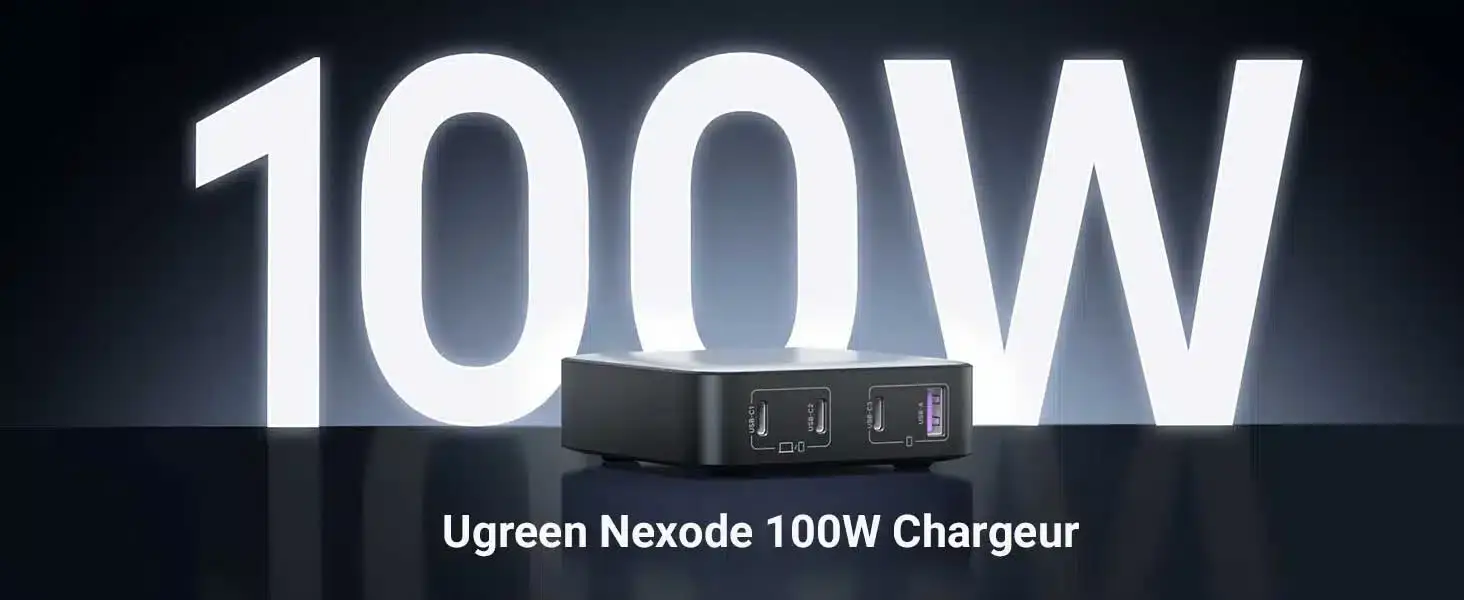 UGREEN CD328 15151 100W GaN Charger with 3 Type-C Ports and 1 USB-A Port Includes 100W Type-C Cable