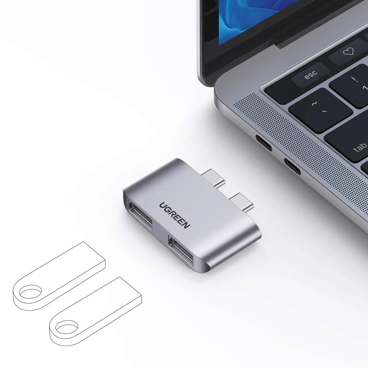 UGREEN 10913 Dual USB-C to Dual USB 3.1 Gen 2 Adapter (10Gbps)