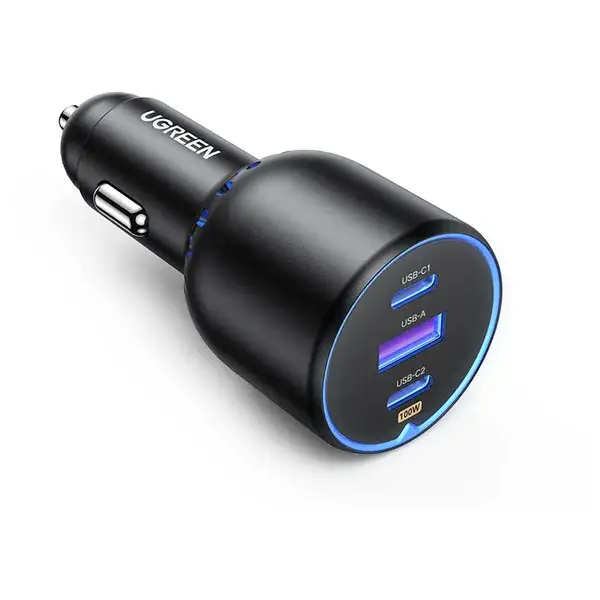 Ugreen Car Charger 130W Super Fast Charging Adapter 2x Type-C 1x USB A Ugreen Car Charger 130W Super Fast Charging Adapter 2x Type-C 1x USB A