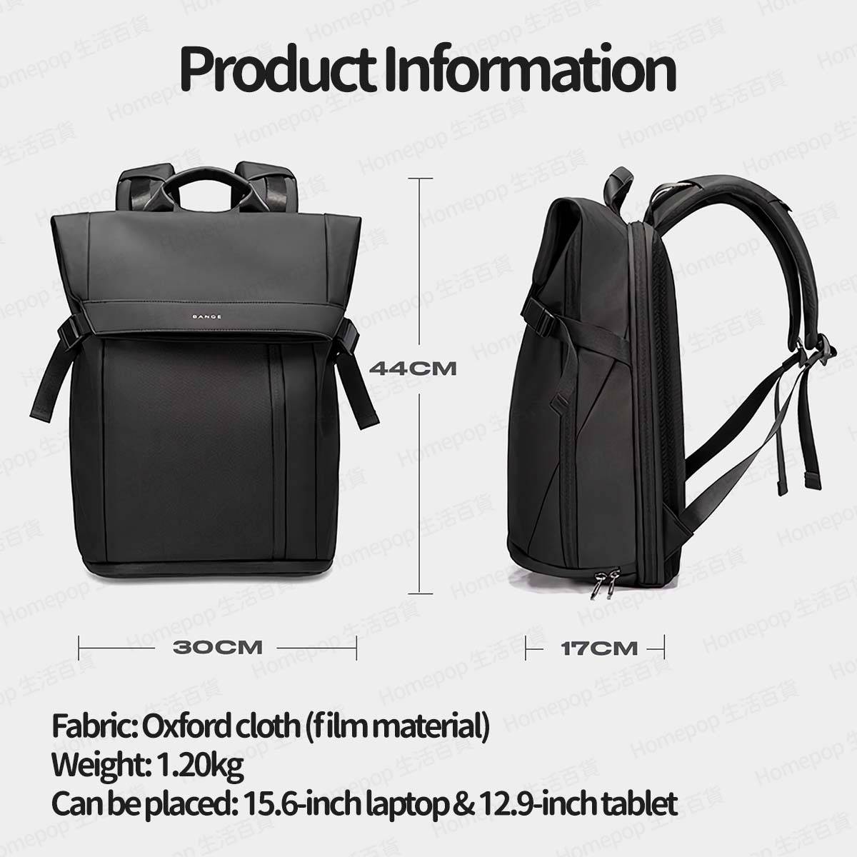 BANGE BG-7700 Elevate Your Hustle Premium Business Backpack for 15.6" Laptops (Black)