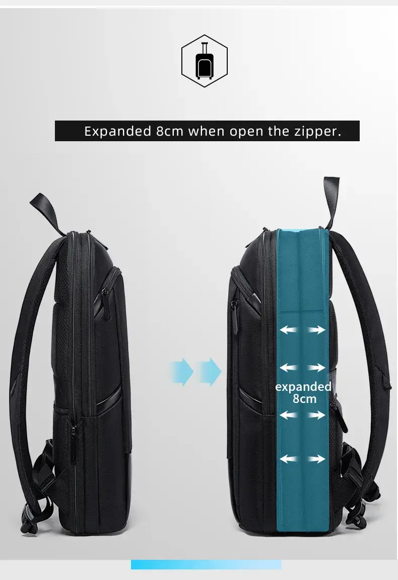 BANGE BG 77115 More Space Less Stress Anti-Theft Backpack That Grows with You