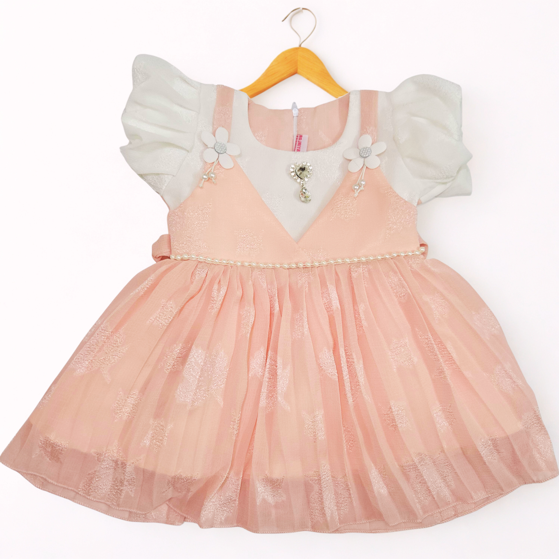 Chinese Soft Fabric Floral Work Baby Girl Dress – Premium Party Collection