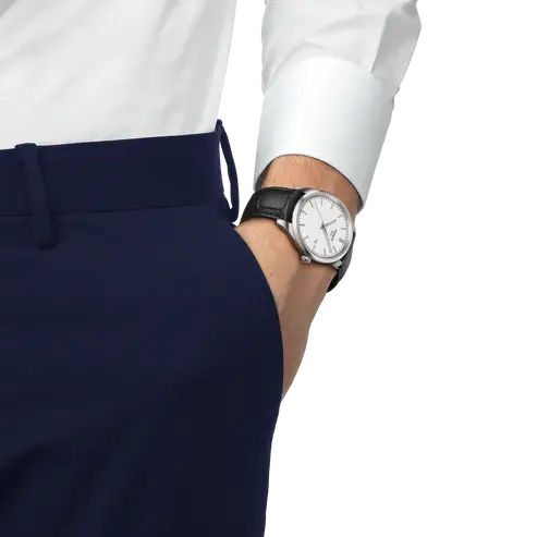 Tissot PR 100 White Dial Black Leather Strap 40mm Men's Watch