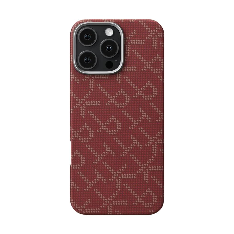 Pitaka Gold Red Classic Monogram Tactile Woven Case for iPhone 16 Pro