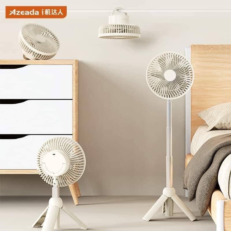 AZEADA PD-F27 The 3-speed rechargeable desk fan with a tripod 