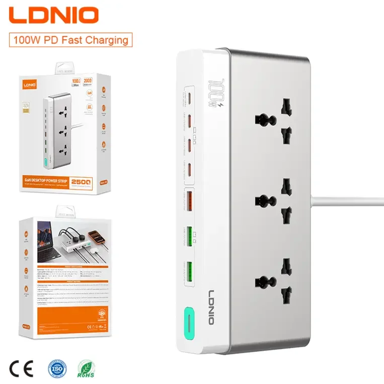 LDNIO SC3 10-in-1 100W GaN Desktop Charging Power Strip LDNIO SC3 10-in-1 100W GaN Desktop Charging Power Strip