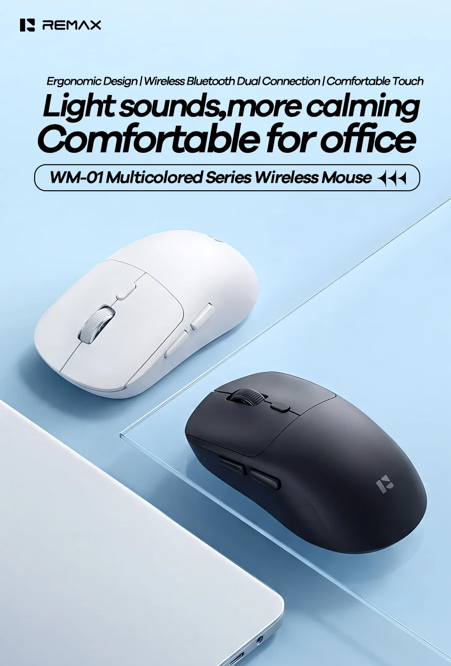 REMAX WM-01 wireless mouse product display, top view