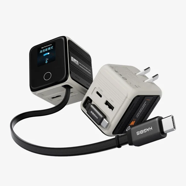 Hagibis 70W GaN USB-C Smart Display Charger with Retractable Cable