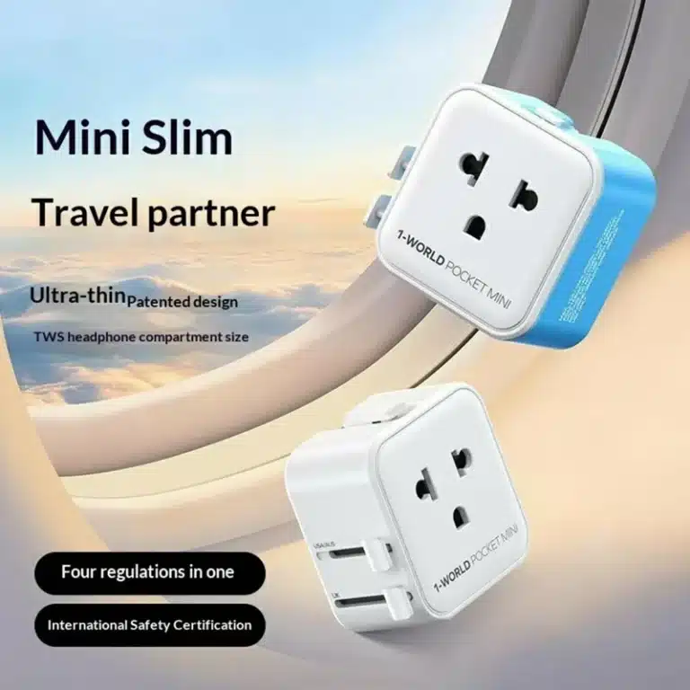 Momax UA37 Travel Adapter showing 4-in-1 plug structure