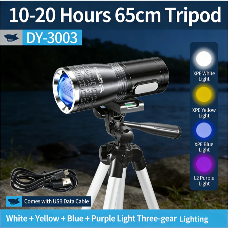 Smiling Shark DY3003 Multifunctional LED Fishing Flashlight USB Rechargeable Zoomable Smiling Shark DY3003 Multifunctional LED Fishing Flashlight USB Rechargeable Zoomable
