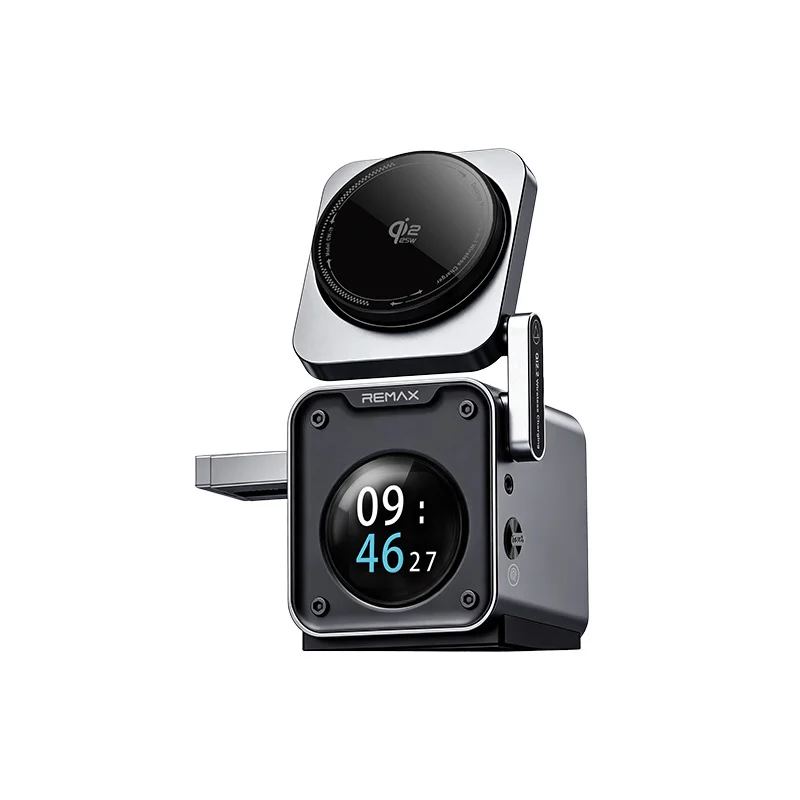 Remax CW19 4-in-1 Magnetic Wireless Charger with Desktop Clock | 32.5W Qi 2.2