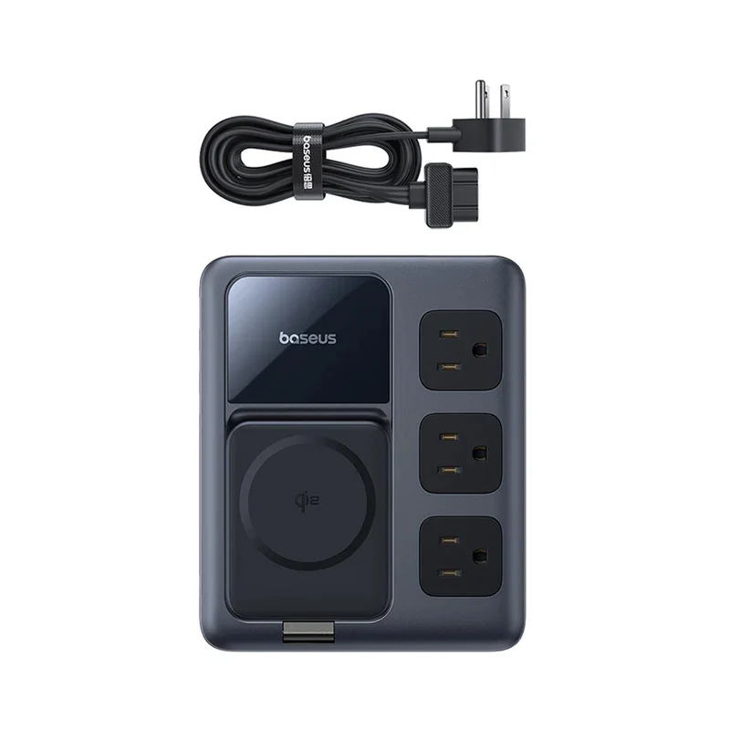 Baseus Nomos Qi2 8-in-1 Slim Charging Station 67W with 15W Wireless Charging & US 3-Pin Plug
