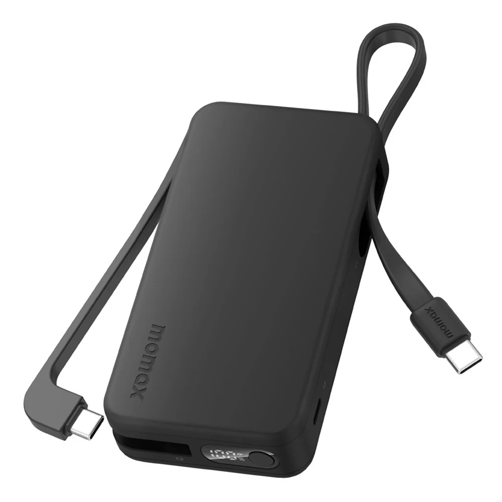 Momax 1-Power Vital+ Power Bank 10000mAh With Built-In USB-C and Lightning Cable