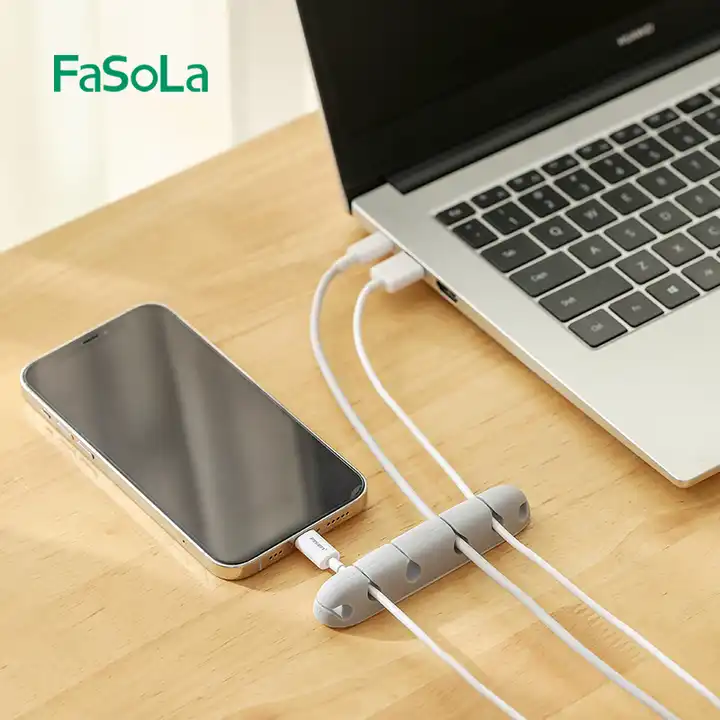Top-down view of FaSoLa YF-156 Silicone Cable Organizer in grey